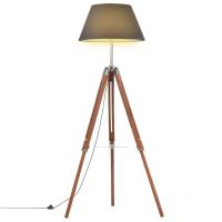 vidaXL Lámpara de Trípode Madera Maciza de Teca 141 cm Luz Piso Color Gris,  Marrón,  Marrón y negro y mas - details 3