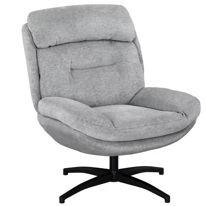 HOMCOM Sillón giratorio Sillón con aspecto de chenilla repelente al agua, sillón relax acolchado con reposabrazos integrado, para sala de estar, dormitorio, gris - 1