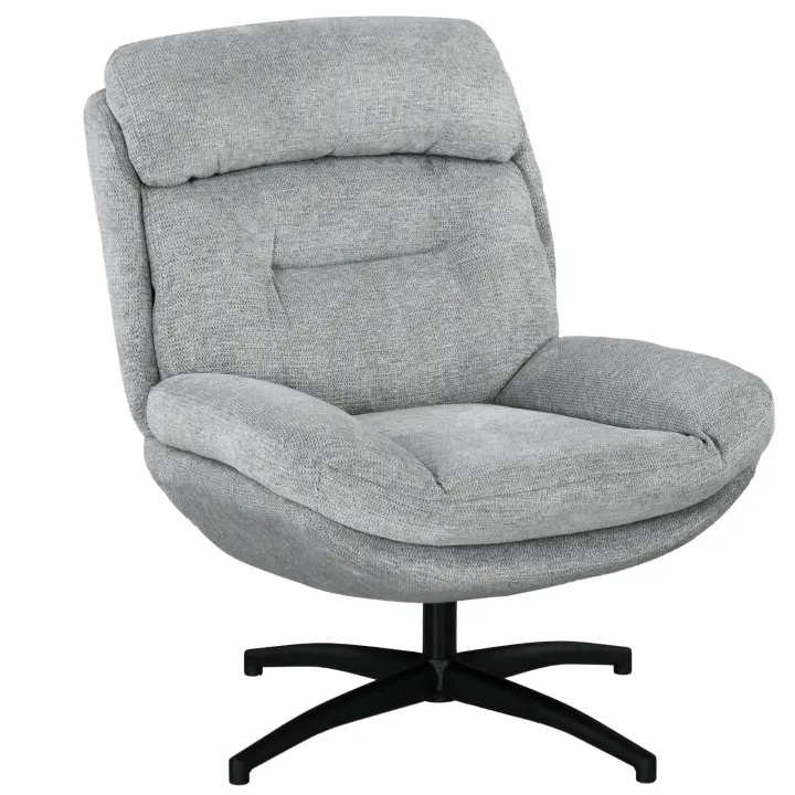 HOMCOM Sillón giratorio Sillón con aspecto de chenilla repelente al agua, sillón relax acolchado con reposabrazos integrado, para sala de estar, dormitorio, gris - 1
