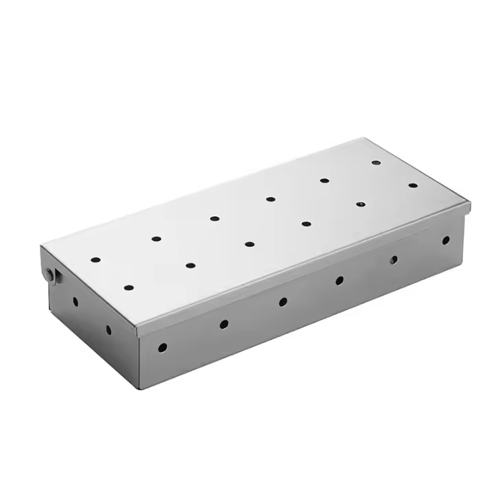 Caja ahumadora de acero inoxidable, caja ahumadora para barbacoa al aire libre, caja para carne ahumada de madera para frutas, caja para cigarrillos a juego para barbacoa, caja para carbón - 1