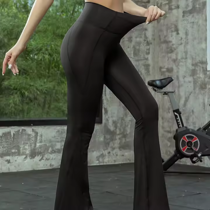 Pantalones De Yoga Para Mujer Alta Y Acolchados Levantamiento De Glúteos Deporte Casual Pierna Ancha Fitness Elasticidad Pantalones De Danza Slimming - 1
