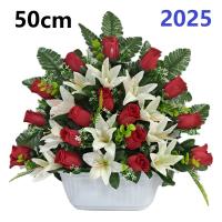 Flores para santos,flores duraderas para cementerio,flores artificiales para cementerio,flores para todos los santos,centro de flores para cementerio,Flores Artificiales de Tela,ANCHO 50CM ,ALTO 40CM,PERSONALIZAR COLOR Y MEDIDA,GERIMPORT, FESPU - details 0