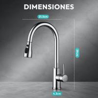 JUPPLIES Grifo Cocina Extraíble – Acero Inoxidable, Giratorio 360°, 3 Modos de Agua - details 1