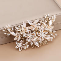 Diadema De Perla Y Cristal Flor Y Hoja Para Novia Accesorios De Cabello De Boda Tiara Combinado Con Peine Para Mujer Joyería De Moda - details 11