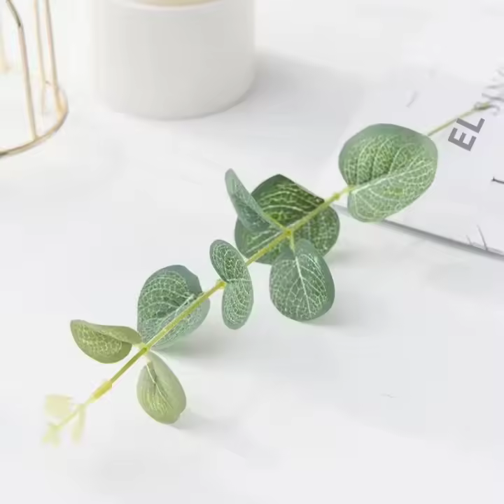 20/100PCS Hojas De Eucalipto Verdes Artificiales Para Decoración Navideña Vajillas Hogar Jardín Bodas Scrapbooking - 1