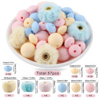 57pcs/Bag Bolas Redondas De Terciopelo Para DIY Hebillas Para Pulseras Collares Y Pendientes Set De Perlas Para Fabricación De Joyas - details 6