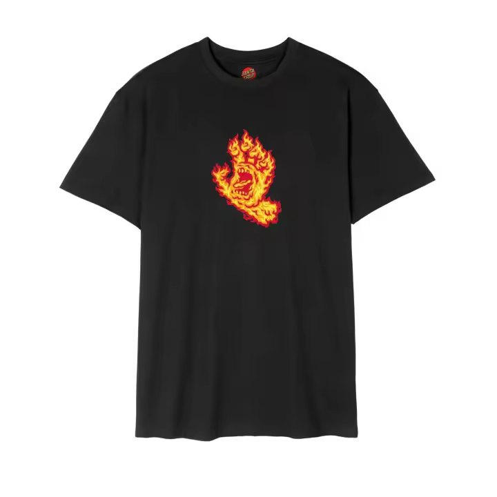 Camiseta de Manga Corta Santa Cruz Flame Hand para hombre en color negro - 1