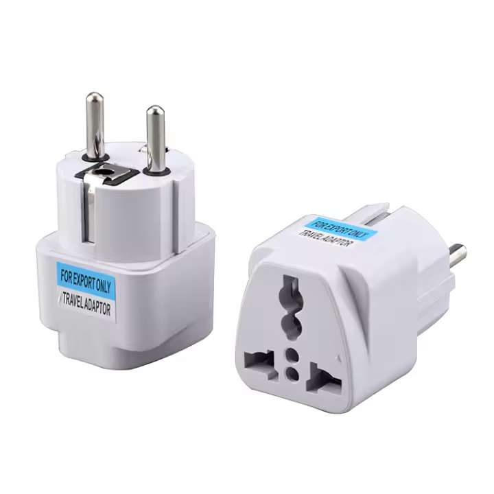 ADAPTADOR DE ENCHUFE EUROPEO UNIVERSAL BLANCO EUROPEAN PLUG ADAPTER WHITE   DESDE ESPAÑA  MARKETPLACEXT  H9 - 1