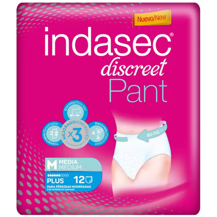 Indasec Braguitas Discreet Pants Plus 12 uds Mediano - 1