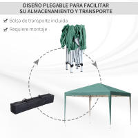 Outsunny Carpa Plegable 3x3 m Cenador de Jardín Gazebo con Bolsa de Transporte Altura Ajustable en 3 Niveles Anti-UV e Impermeable para Terraza Patio Playa Verde - details 7