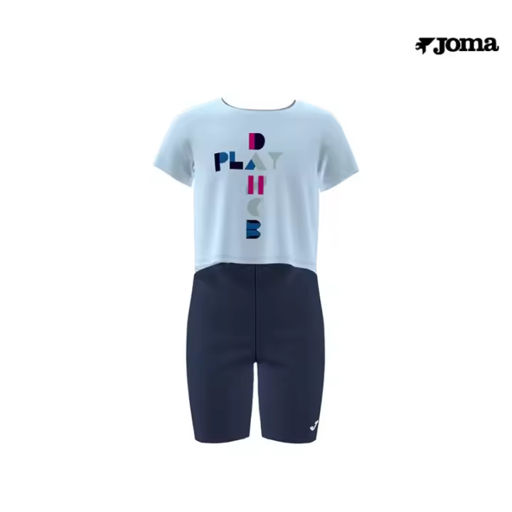 JOMA CONJUNTO NIÑA  DE ALGODON CAMISETA AZUL CON MALLA CORTA AZUL OSCURO(500341.353) - 1