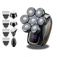 Men's Electric Shaver, 5 in 1 Bald Head Shaver, Rotating USB Rechargeable Bald Razor Set, Waterproof and Dry Floating 7D, Nose Shaver with LED Screen and Face Brush - details 1