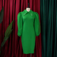 Vestido Elegante Para Oficina Para Mujer Profesional Con Cuello En V Y Diamantes Ajustado Silueta De Saco Midi Formal Vestido De Trabajo - details 10