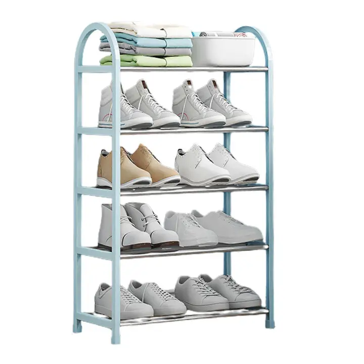 4 Tier Metal Shoe Rack Dorm Footwears Shoe Shelf Organiser Waterproof Shoe Storage Shelf for Hallway - 1