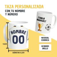 DEREGALOOS Taza de Fútbol Personalizada del F.C Real Madrid para forofos y aficionados - details 1