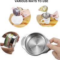 Stainless Steel Food Can Strainer Sieve Press Can Colander, Metal Can Drainer for Tuna, Beans or Vegetables, Dishwasher Safe - details 0