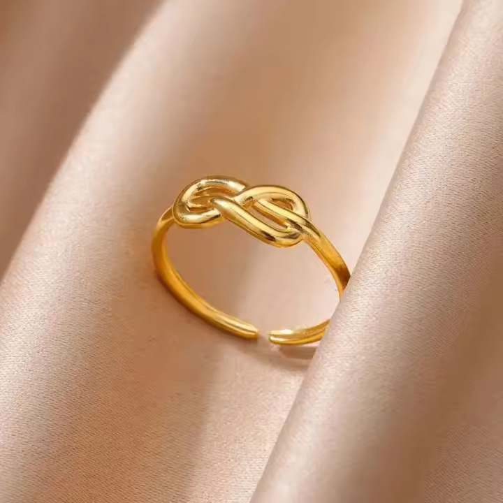 Anillo Ajustable De Acero Inoxidable Con Símbolo Infinito Para Mujer Color Oro Resistente Al Agua Joyería De Boda Regalo Clásico Irregular - 1