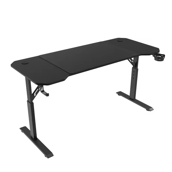Mars Gaming MGD-ERGO140, Mesa Altura Ajustable 3 Posiciones, Superficie Ergonómica, Estructura Metálica, Alfombrilla XXL, Soporte Auriculares y Bebida, Gestión Cableado, Mesa Gaming 140x60cm, Escritorio Regulable Negro o Blanco - 1