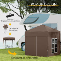 Gazebo 2x2m with 4 Paredes laterales y Ventanas, Protección UV, tienda de Jardín con Bolsa de Transporte incluida, Canvas Oxford de Maple Fuerte, Blanco - details 5