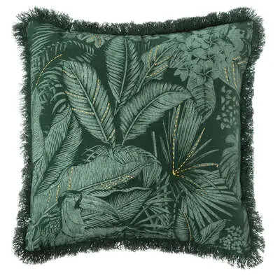 Funda de cojín bordada reversible 40 x 40 cm jungla - 1
