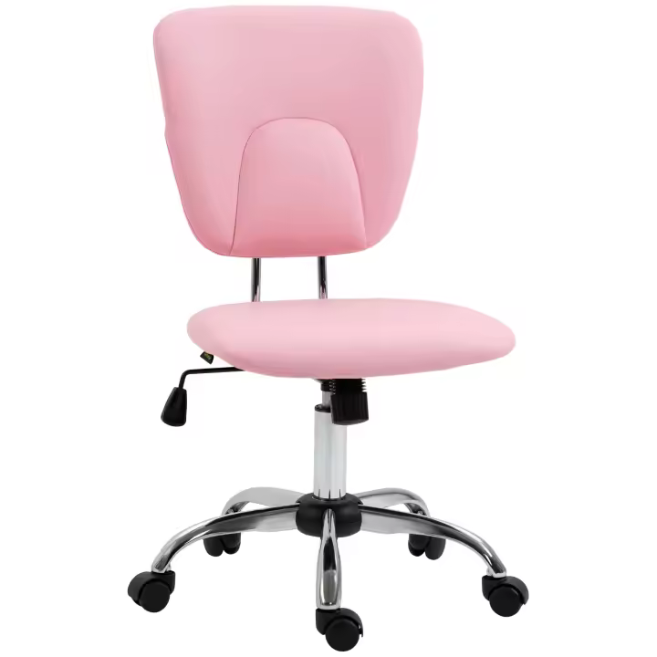 Vinsetto Silla de Oficina sin Reposabrazos Silla de Escritorio Juveniles con Altura Ajustable y Función de Inclinación Carga 120 kg 50x54x87,5-96,5 cm - 1