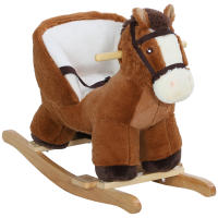 AIYAPLAY Caballo Balancín para Niños de 18-36 Mesas Caballo de Juguete con Sonido Asas Cinturón de Seguridad y Base de Madera Carga 25 kg 68x33x45 cm Marrón - details 0