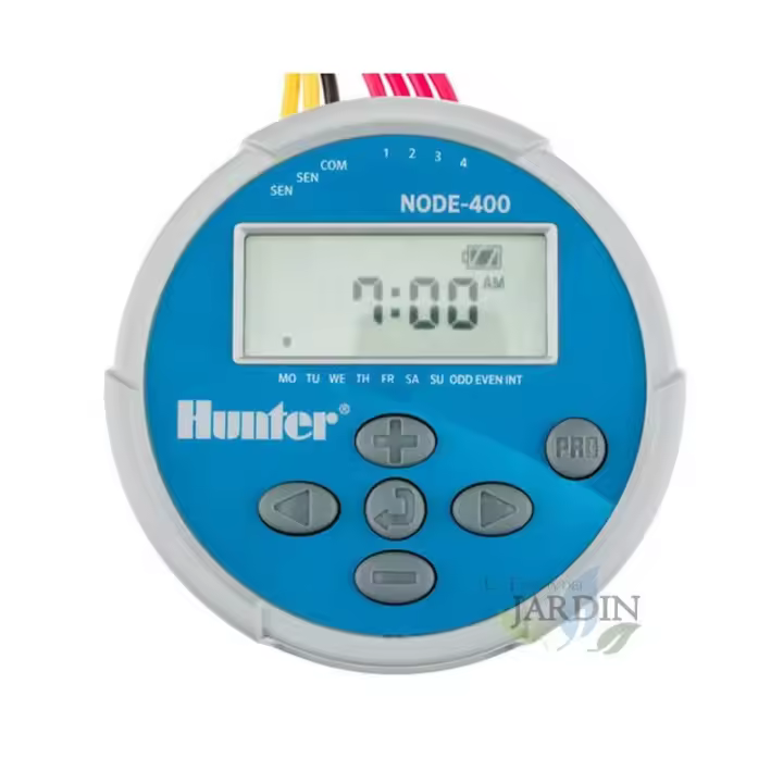 HUNTER Programador de riego a pilas NODE400 Hunter, temporizador para hasta 4 zonas de riego - 1
