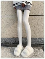 Medias De Pescar Japonesas Para Mujer Blancas Tejidas Con Torsión Leggings Elásticos De Otoño Solids Medias De Ropa Interior - details 11