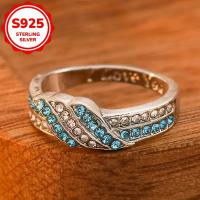 anillo femenino de diseño elegante retorcido,   925 incrustado con circonita sintética cúbica,   para boda,  , aniversario,  , banquete detalles 7
