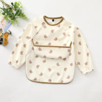 Nueva Apron De Alimentación Para Niños Con Bolsillo Y Bata Larga Impermeable Cubre Todo Con Bolsa Smock De Moda Para Bebés De 1-3 Años Unisex - details 5