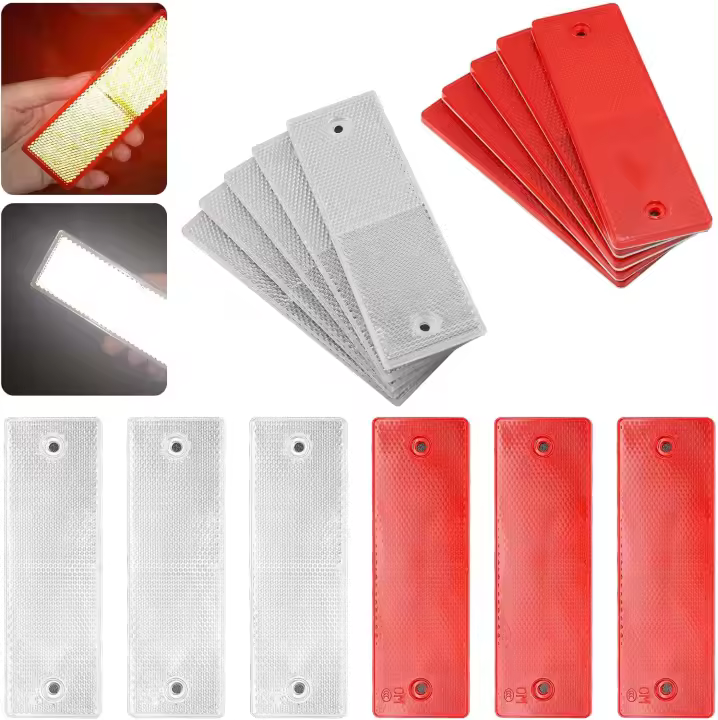 Reflectores rectangulares autoadhesivos para remolque, para postes de puerta, remolque, motocicleta, caravana, camión, seguridad reflectante. - 1