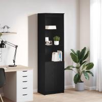 vidaXL Aparador alto roble 50x35x180 cm madera de ingeniería en color Negro/Marrón roble/Roble ahumado y más - details 0