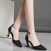 Sandalias De Tacón Alto Para Mujer Puntera Punta Con Diamantes Correa Atrás Moda Casual Cómodas Zapatos De Mujer Tendencia 2024 - details 4