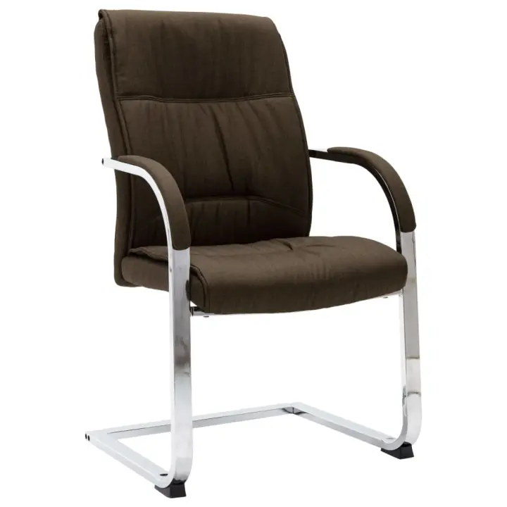 Silla de Oficina Voladiza de Tela Marrón con Reposabrazos - Diseño Ergonómico - 1