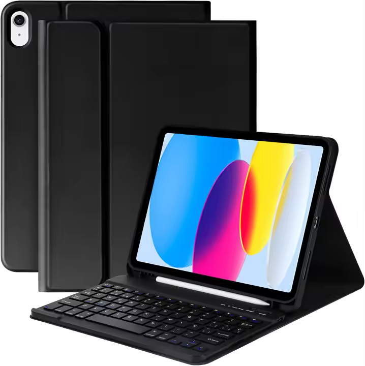 FGNS Funda con Teclado Español con Ñ para iPad 10.9” 10.ª Generación 2022, Carcasa PU Delgada rotectora Delgada con Ranura de Lápiz  con Teclado Bluetooth Desmontable (Diseño Español,QWERTY) para iPad 10.9” 10th Gen. 2022(A2696/A2757/A2777) - 1