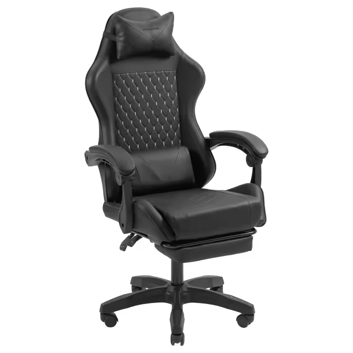 Mars Gaming MGC-X, Silla Gaming Ergonómica, Cuero Sintético, Respaldo Reclinable y Altura Regulable, Reposabrazos Dinámico, Cojín Cervical y Lumbar, Silla de Oficina con Reposapiés Extensible, Silla PC Azul, Negra, Rosa, Roja o Blanca - 1