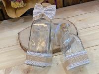 Set de cuatro piezas para la Ceremonia de las arenas Bodas tarros de cristal decorados con cinta de arpillera y lazo sobre una rodaja de madera para la ceremonia de las arenas - details 3