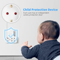 Aigostar Adaptador Enchufes con Interruptor ,3 Tomas Adaptador Enchufes con Protección Infantil,1 Schuko,2 Clavija EU,Blanco - details 1