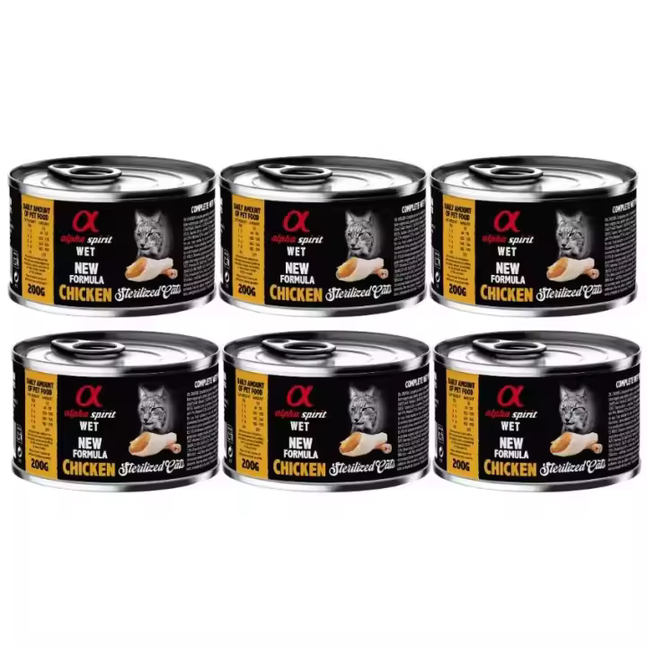 Pack de 6 - Alpha Spirit Alimento humedo de pollo gatos esterilizados 200gr - 1