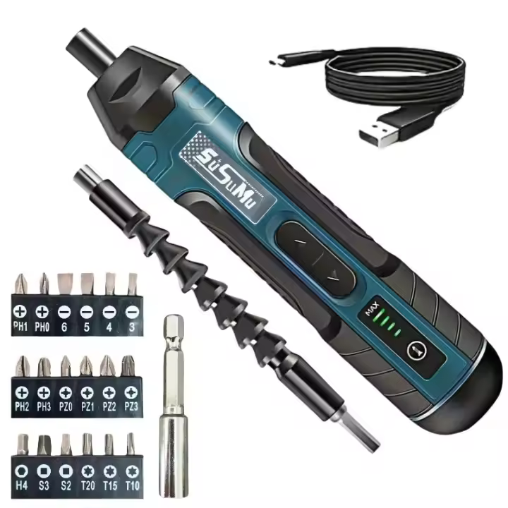 Juego De Destornilladores Eléctricos Inalámbricos Recargables Con LED Frontal Y Batería De Litio Multifuncional Sin Marca - 1