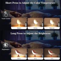 Lámpara De Noche Pequeña Y Cordless En Forma De Pájaro Con Sensor Táctil Y Regulador De Brillo 3 Niveles Incluye Diffusor De Aromaterapia Pack De 2 - details 1