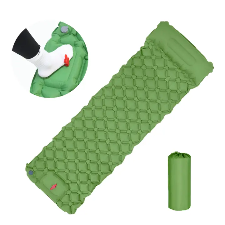 Almohadilla De Dormir Para Camping Inflable Con Bomba Integrada Ultraligera Para Viajes Y Senderismo Con Apoyo Cabeza Material PVC TPU Nylon - 1