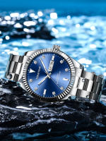 Reloj De Cuarzo Lujo Para Hombre ROMITIME Marca Original Con Dial De Diamante Y Calendario Acero Inoxidable Luminoso Resistente Al Agua - details 3