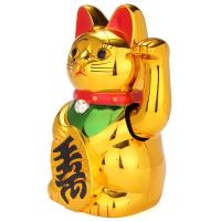 Figura Clásica De Gato Bendecido En Oro Con Brazo Moviéndose Para Atracción De Riqueza Decoración De Hogar Y Hotel Feng Shui - details 1
