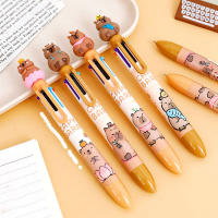 Bolígrafo De Bola Multicolor De Capybara Cartoon Recargable 6/4 Colores Estudiantes Suministros De Papelería Plástico - details 4