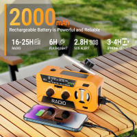 Radio portátil con alarma y generador de manivela de gran capacidad de 2000 mAh, linterna solar para acampar, Radio por Internet para uso en exteriores. - details 3