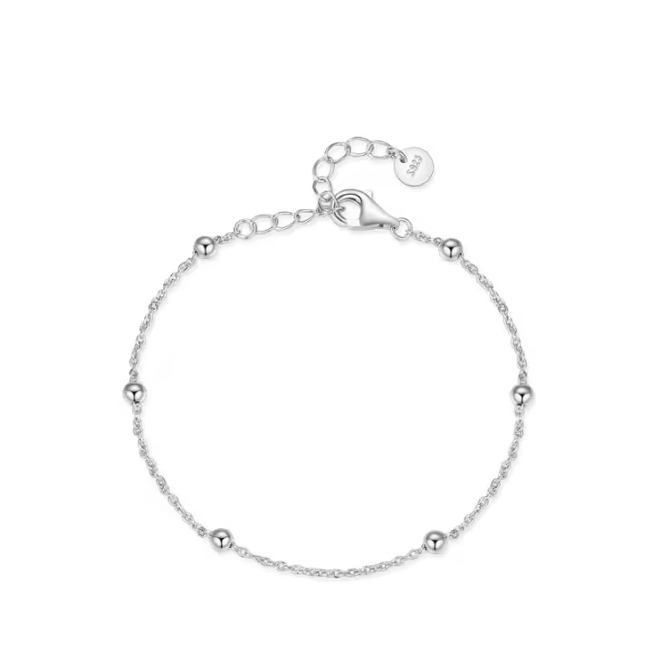 Zenyth-Pulsera de cuentes de Plata 925 para Mujer, temperamento simple y fresco, Cadena de pulsera de Plata Lisa, joyería de mano de estilo frío INS, - 1