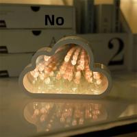 Lámpara De Noche LED DIY Hecha a Mano Nube Tulipán Espejo Decoración De Habitación Forma De Flor Mar Atmósfera Luz De Mesa - details 2