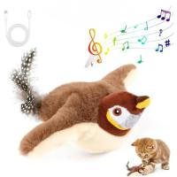 Juguete Interactivo Para Gatos Y Perros Con Algodón PP Y Tela Squeaky Recargable Por USB Bird Patrón Activado Por Toque Incluye Catnip - details 0