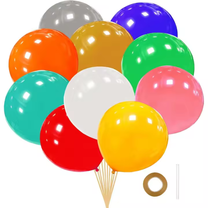 10 Pièces Ballon Gonflable Géant, 36 Pouces Multicolore Ballons Géants，90cm XXL Latex Ballon pour Mariage Anniversaire, Fête,Baptême, Bébé Douche,Carnival Event Décorations (Multicolore) - 1